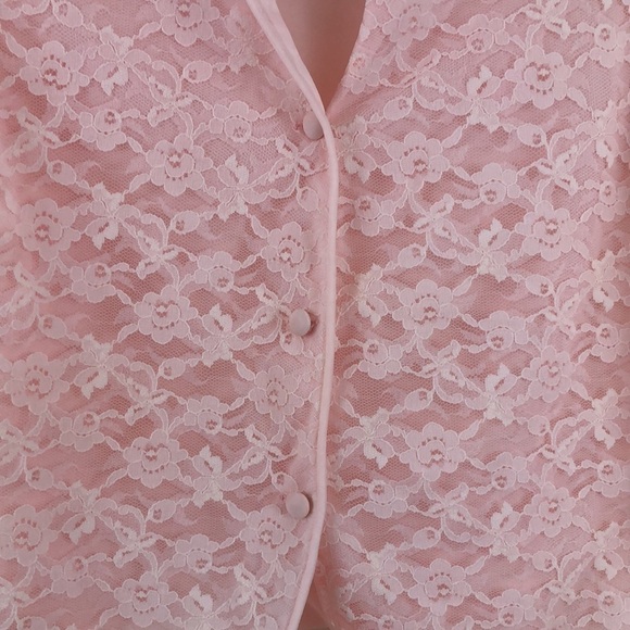 Vintage Evette Cottagecore Pink Lace Bed Jacket Small - Picture 2 of 5